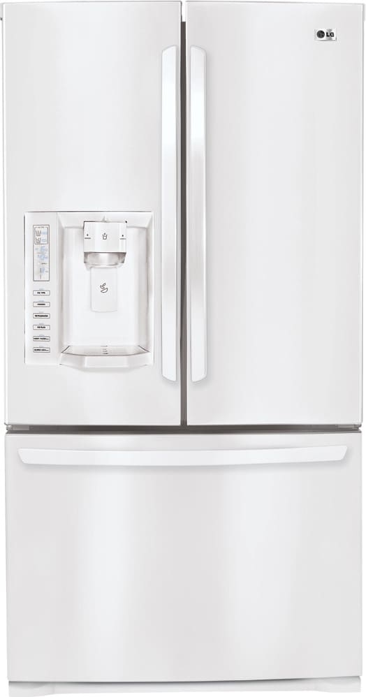 LG LFX28977SW 27.6 cu. ft. French Door Refrigerator with Adjustable Glass Shelves, Clear Gallon Door Storage, External Ice/Water Dispenser and SmoothTouch Temperature Controls: White