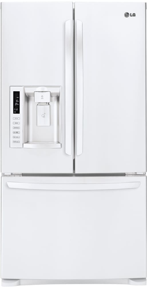 LG LFX28979SW 27.6 cu. ft. French Door Refrigerator with Slide-out Spill Protector Glass Shelves, Humidity Crispers, External Ice/Water Dispenser and Dual Ice Makers: Smooth White