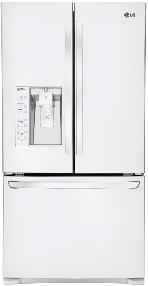 LG LFX29927SW 29.2 cu. ft. French Door Refrigerator with 4 SpillProof Glass Shelves, 7 Door Bins, Glide N' Serve Drawer, Dual Ice Makers and External Ice/Water Dispenser: White