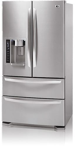 LG LMX25985ST 24.7 cu. ft. French Door Refrigerator with 3 Tempered Glass Shelves, 4 Adjustable Gallon Door Bins, Interior Light and CustomCube Ice Maker: Stainless Steel