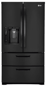 LG LMX25986SB 24.7 cu. ft. 4-Door French Door Refrigerator with Slide-Out Spill Protector Glass Shelves, Humidity Crispers, Water Filter and External Ice/Water Dispenser: Smooth Black