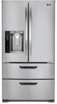 LG LMX25986ST 24.7 cu. ft. 4-Door French Door Refrigerator with Slide-Out Spill Protector Glass Shelves, Humidity Crispers, Water Filter and External Ice/Water Dispenser: Stainless Steel