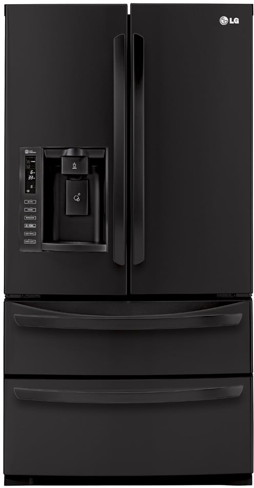 LG LMX28988SB 27.5 cu. ft. French Door Refrigerator with Slide-Out Spill Protector Glass Shelves, Glide N' Serve Drawer, Double Freezer Drawers and External Tall Ice/Water Dispenser: Smooth Black