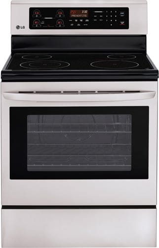 LG LRE3021ST 30 Inch Freestanding Electric Range with 4 Smoothtop Elements, 6.3 cu. ft. Oven, 9"/6 Inch 3,200W Burner, IntuiTouch Controls, Storage Drawer and Self-Cleaning Mode