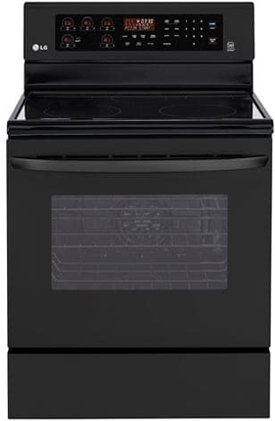 LG LRE3083SB 30 Inch Electric Range with True Convection, IntuiTouch™ Controls, EasyClean®, 5 Heating Elements, Power Burner, 6.3 cu. ft. Capacity, Brilliant Blue Interior, Storage Drawer and Star-K® Certified: Smooth Black