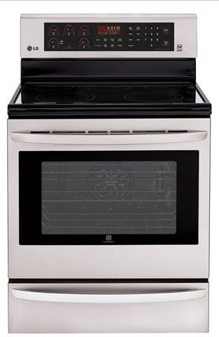 LG LRE3085ST 30 Inch Electric Range with 5 Radiant Heating Elements, 6.3 cu. ft. Oven Capacity, (2) 6 Inch/9 Inch 3200W Power Burners, Infrared Heating System, True Convection, Self Clean, Warming Drawer and IntuiTouch Controls