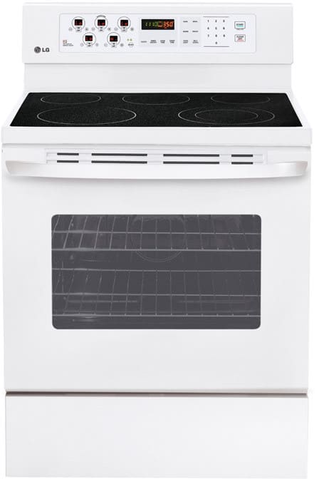 LG LRE3012SW 30 Inch Freestanding Electric Range with 5 Radiant Elements, 5.6 cu. ft. Self-Clean Oven, IntuiTouch Controls, PreciseTemp Cooking System, WideView Window and Storage Drawer: Smooth White