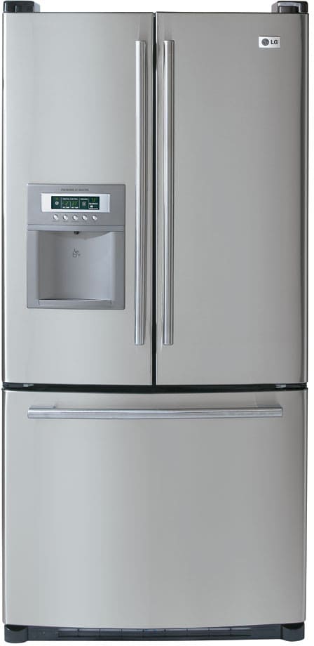 LG LRFD22850SW 22.4 Cu. Ft. French Door Refrigerator with External Water Dispenser & Automatic CustomCube Ice Maker: Smooth White