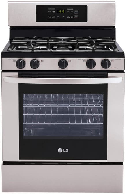 LG LRG3091ST 30 Inch Freestanding Gas Range with 5 Sealed Burners, 17,000 BTU SuperBoil Burner, Continuous Grates, 5.4 cu. ft. Self-Clean Oven, PreciseTemp Bake System and Storage Drawer: Stainless Steel