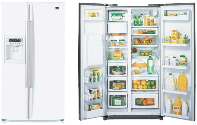 LG LRSC21934SW 36 Inch 20.5 Cu. Ft. Side by Side Refrigerator w/ Digital LED Display & Tall Bottle Dispenser: Smooth White