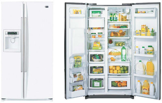 Réfrigérateur côte à côte LG LRSC21934SW de 36 pouces (20,5 pi³) avec affichage numérique à DEL et distributeur de grandes bouteilles : blanc lisse