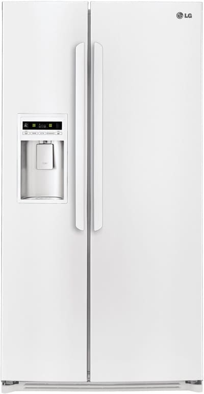 LG LSC27925SW 26.5 cu. ft. Side by Side Refrigerator with 2 Spill Protector Tempered Glass Shelves, Interior LED Lighting, External Ice/Water Dispenser, LED Display and Digital Temperature Controls: Smooth White