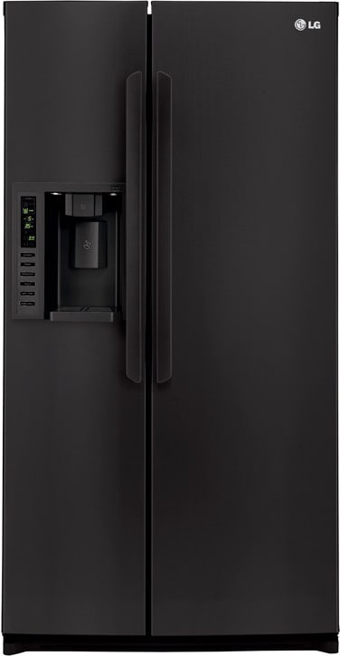 LG LSC27935SB 26.5 cu. ft. Side by Side Refrigerator with Spill Protector Glass Shelves, Humidity Crispers, External Ice/Water Dispenser and LED Lighting: Smooth Black