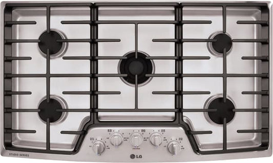 LG LSCG366ST 36 Inch Gas Cooktop with 5 Sealed Burners, 19,000 BTU UltraHeat Center Burner