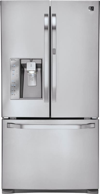 LG LSFD2591ST 24.5 cu. ft. Counter-Depth French Door Refrigerator with Spill Protector Glass Shelves, Door-in-Door Bins, 4 Compartment Crisper and External Ice/Water Dispenser