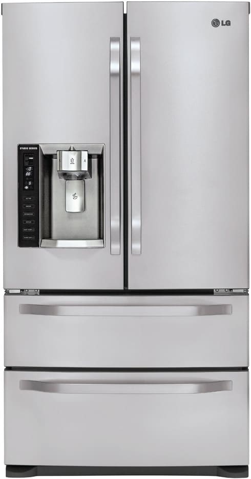 LG LSMX214ST 20.5 cu. ft. Counter-Depth French Door Refrigerator with Spill Protector Glass Shelves, 4 Compartment Crisper, External Ice/Water Dispenser, Double Freezer Drawers and 2 Year Warranty