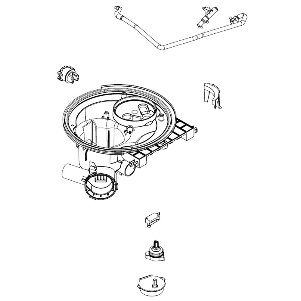 LG AGM75469207 Dishwasher Sump Parts Assembly