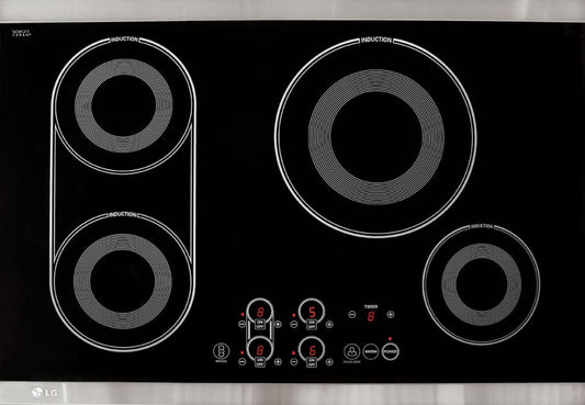 LG LCE30845 30 Inch Induction Cooktop with 4 Cooking Elements, Bridge Element, SmoothTouch Controls and Premium Stainless Steel Trim