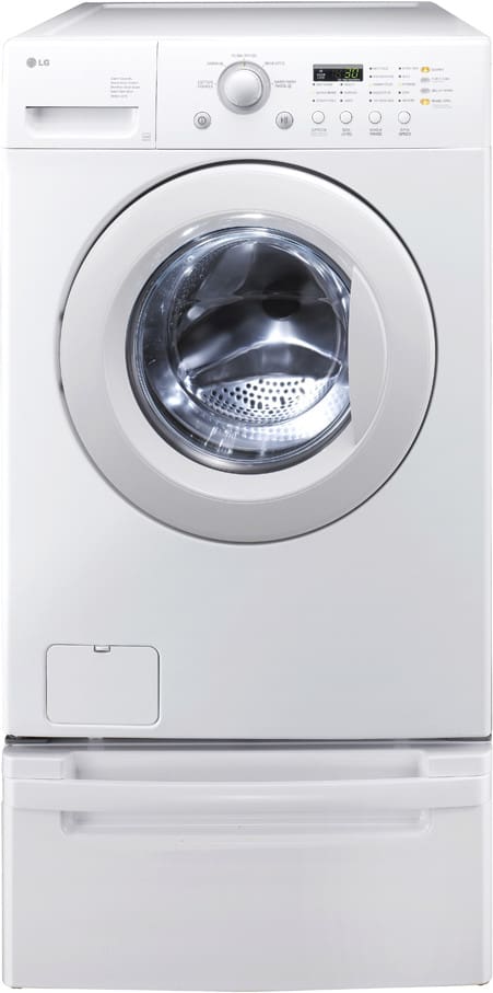 LG WM2010CW 27 Inch Front-Load Washer with 3.5 cu. ft. Capacity, 5 Wash Cycles, Cotton/Towels, Hand Wash/Wool Cycles, SenseClean System, Child Lock and Stainless Steel Tub