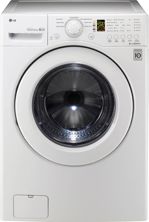 LG WM2140CW 27 Inch Front Load Washer with 3.5 cu. ft. Large Capacity, 7 Washing Cycles, TrueBalance Anti-Vibration System, Direct Drive Motor and LED Display Electronic Control Panel