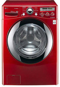 LG WM2550HRCA 27 Inch Front-Load Washer with 3.7 cu. ft. Capacity, 9 Wash Programs, SteamFresh/Allergiene Cycles, 11 Options, ColdWash Option and LoadSense Sensor: Wild Cherry Red