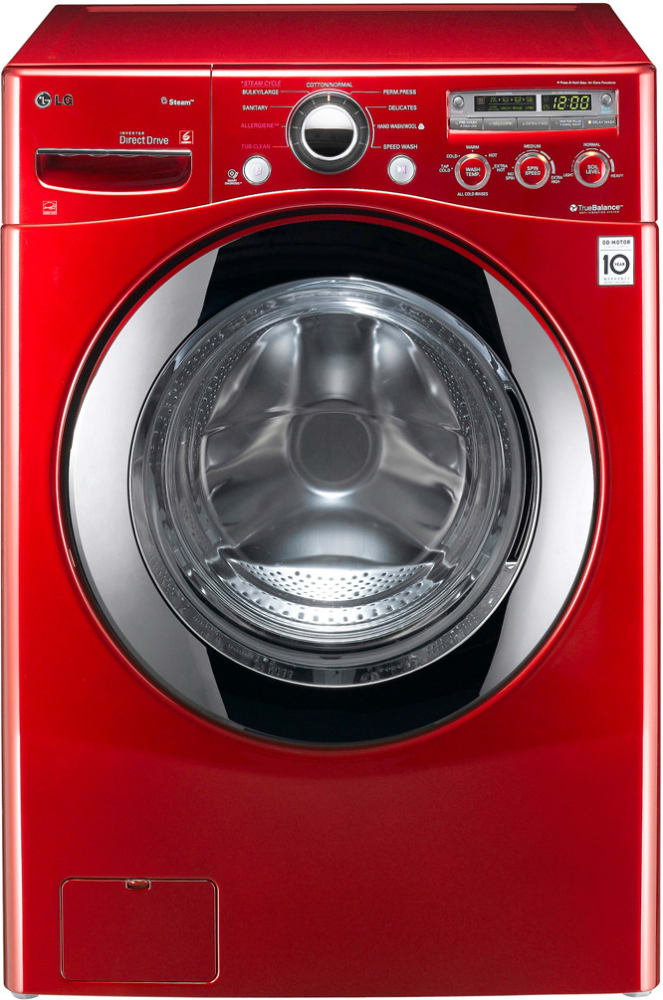 LG WM2650HRA 27 Inch 3.6 cu. ft. Front Load Washer with 9 Wash Cycles, 1,200 RPM, Steam, AAFA Certified Allergiene Cycle, NSF Certified Sanitary Cycle, SmartDiagnosis, TrueBalance Anti-Vibration System and ENERGY STAR Certification: Wild Cherry Red