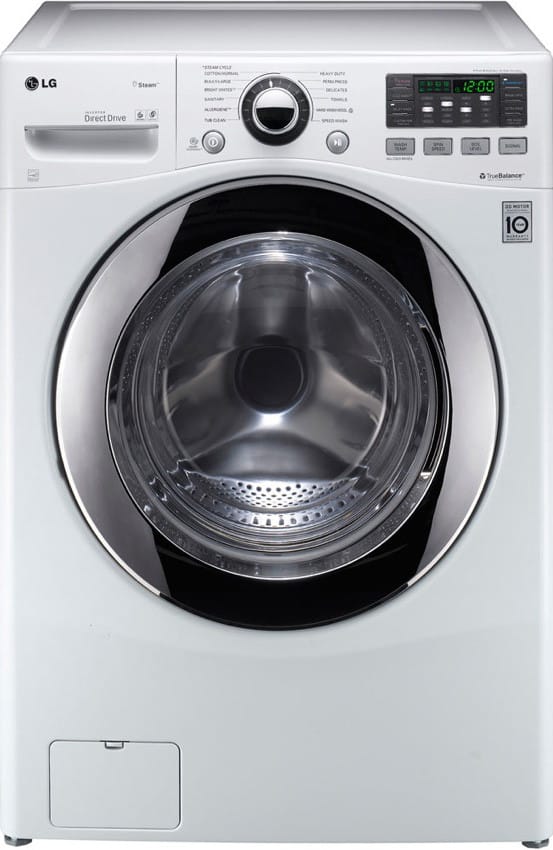 LG WM3070HWA 27 Inch Front-Load Washer with 3.7 cu. ft. Capacity, 12 Wash Cycles, 11 Options, Steam Option, SenseClean, TurboWash Technology and Dual LED Display: White