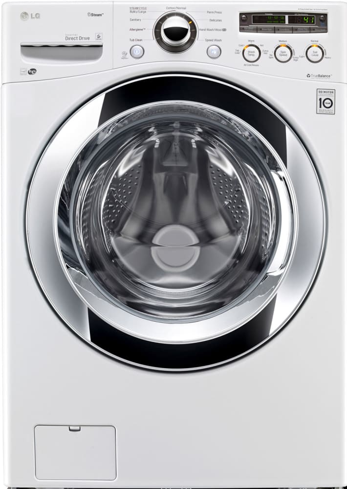 LG WM3250HWA 27 Inch Front-Load Washer with 4.0 cu. ft. Capacity, 9 Wash Cycles, Allergiene Cycle, 9 Options, Steam Technology, SenseClean System and 1,200 RPM: White