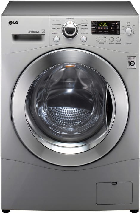 LG WM3455HS 24 Inch Front Load Compact Washer/Dryer Combo with 2.7 cu. ft. Capacity, 9 Wash Cycles, 6 Dry Cycles, 1300 RPM Spin Speed, LoDecibel Quiet Operation, SenseClean and Ventless: Silver