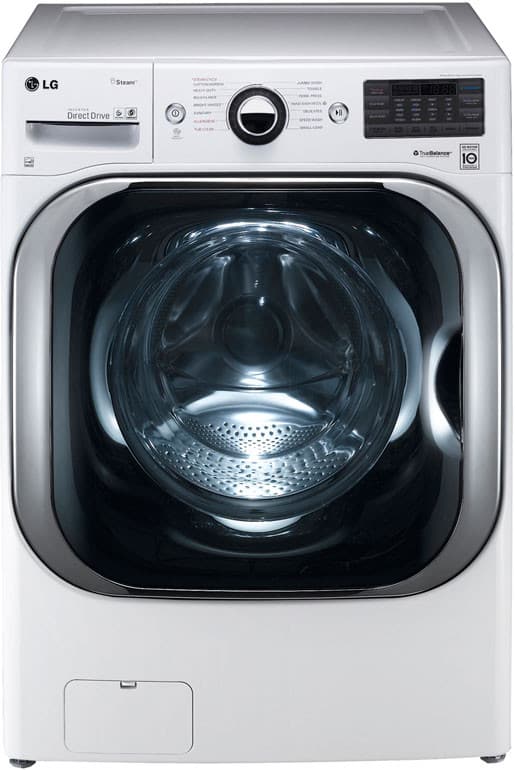 LG WM8000HWA 29 Inch 5.1 cu. ft. Front Load Washer with 14 Wash Cycles, 1,300 RPM, Steam Cycle, LG Twin Wash Compatibility, TurboWash, SenseClean, LoDecibel Quiet Operation, NeveRust Stainless Steel Drum and ENERGY STAR Certification: White