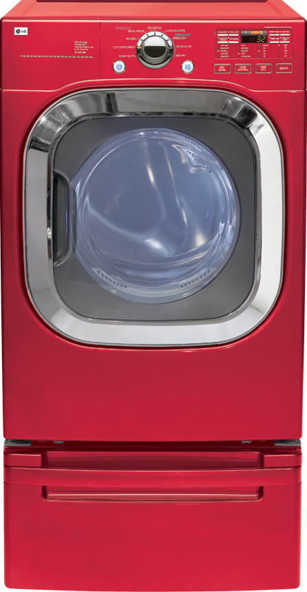 LG DLG2602R 27 Inch Gas Dryer with 7.4 cu. ft Capacity, 9 Drying Programs, FlowSense Duct Clogging Indicator, Drying Rack, LED Display and Electronic Controls: Wild Cherry Red