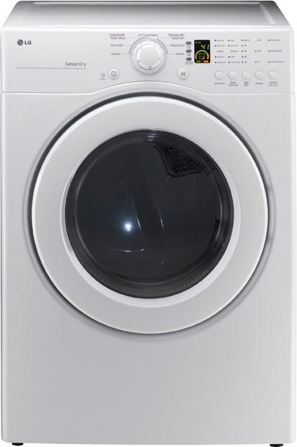 LG DLE2140W 27 Inch Front Load Electric Dryer with 7.1 cu. ft. Large Capacity, 7 Drying Programs, Sensor Dry System, Intelligent LED Electronic Controls and FlowSense Duct Clogging Indicator