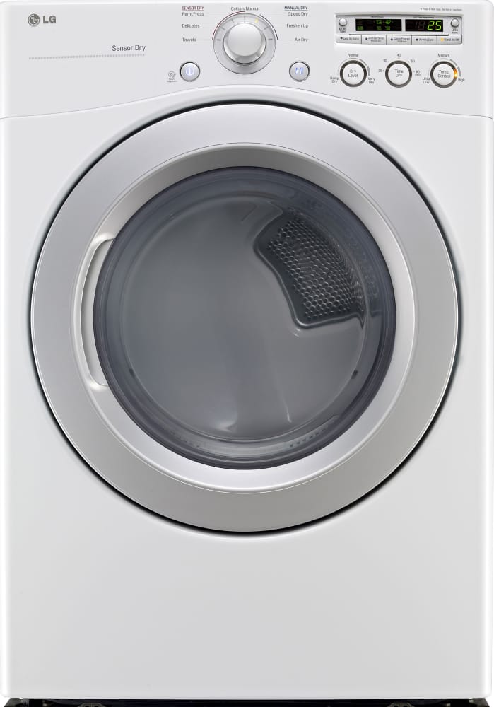 LG DLE3050W 27 Inch Front-Load Electric Dryer with 7.3 cu. ft. Capacity, 7 Dry Cycles, 8 Options, Anti-Bacterial Option, Sensor Dry and Aluminized Alloy Steel Drum