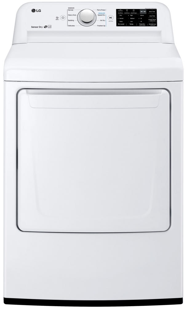 LG DLE7100W 27 Inch Electric Dryer with 7.3 cu. ft. Capacity, FlowSense™ Duct Clogging Indicator, LoDecibel™ Quiet Operation, 8 Cycles, Sensor Dry System, Wrinkle Care Option, and ENERGY STAR®