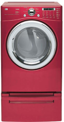 LG DLE7177RM 27 Inch Electric Dryer with 7.3 Cu. Ft. Capacity, 9 Drying Programs, and Sensor Dry System: Wild Cherry Red