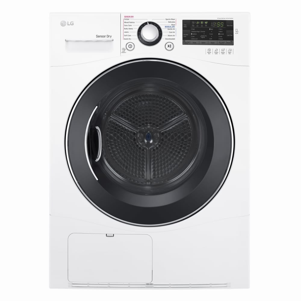 LG DLEC888W 24 Inch Electric Smart Dryer with 4.2 Cu. Ft. Capacity, SmartThinQ® Technology, 14 Dryer Programs, Ventless, Condensing, Sensor Dry System, Wrinkle Care Option and Stacking Kit Included