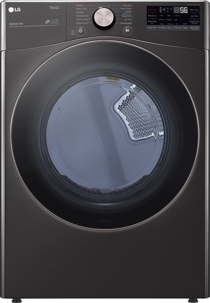 LG DLGX4001B 27 Inch Gas Smart Dryer with 7.4 Cu. Ft. Capacity, 12 Dryer Programs, Sensor Dry, Steam, Wrinkle Care, Dial-A-Cycle™, SteamSanitary™ and Energy Star Certified: Black Steel