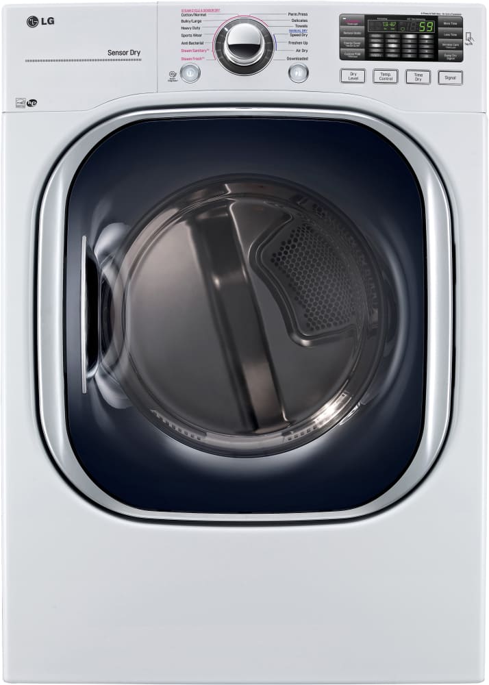 LG DLEX4370W 27 Inch Electric Dryer with TurboSteam™, SmartDiagnosis™, Smart ThinQ® Technology, Speed Dry, Sensor Dry Technology, 7.4 cu. ft. Capacity, 14 Drying Programs, LoDecibel™ Quiet Operation and ENERGY STAR® Certification: White