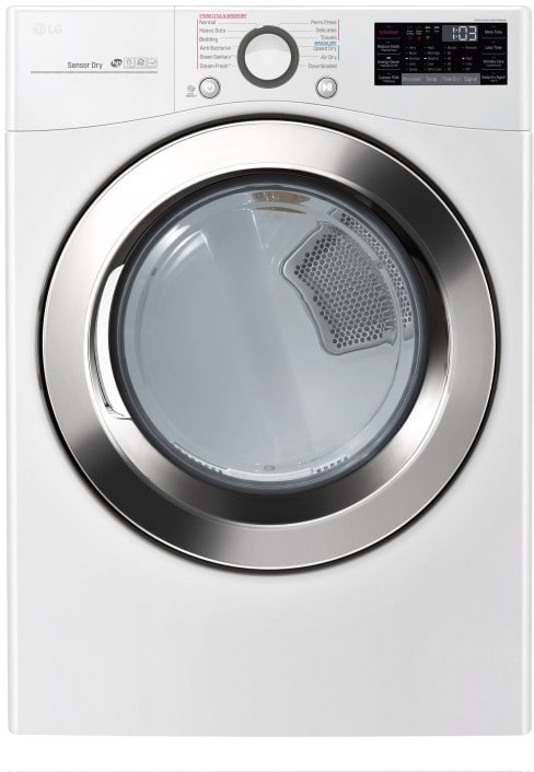 LG DLEX3700W 27 Inch Electric Smart Dryer with 7.4 Cu. Ft. Capacity, SmartThinQ®, Wi-Fi, SmartDiagnosis™, Voice Activation, 12 Dryer Programs, TurboSteam™, Sensor Dry, Wrinkle Care, Speed Dry, and ENERGY STAR®: White