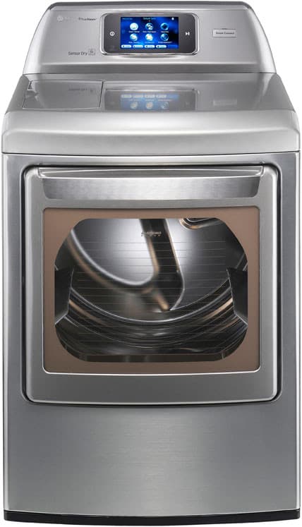 LG DLGX6002V 27 Inch Gas Dryer with 7.3 cu. ft. Capacity, 14 Dry Programs, 9 Options, Steam Cycles, Sensor Dry, Smart ThinQ Technology and 7 Inch LCD Touch Screen Display