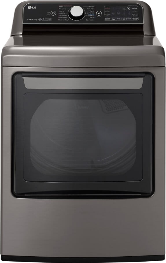 LG DLGX7801VE 27 Inch Gas Smart Dryer with 7.3 Cu. Ft. Capacity, 14 Dryer Programs, Sensor Dry System, Wrinkle Care, TurboSteam™ Technology, and EasyLoad™ Door: Graphite Steel