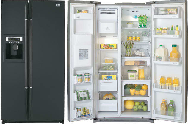 LG LRSC21934SB 36 Inch 20.5 Cu. Ft. Side by Side Refrigerator w/ Digital LED Display & Tall Bottle Dispenser: Smooth Black