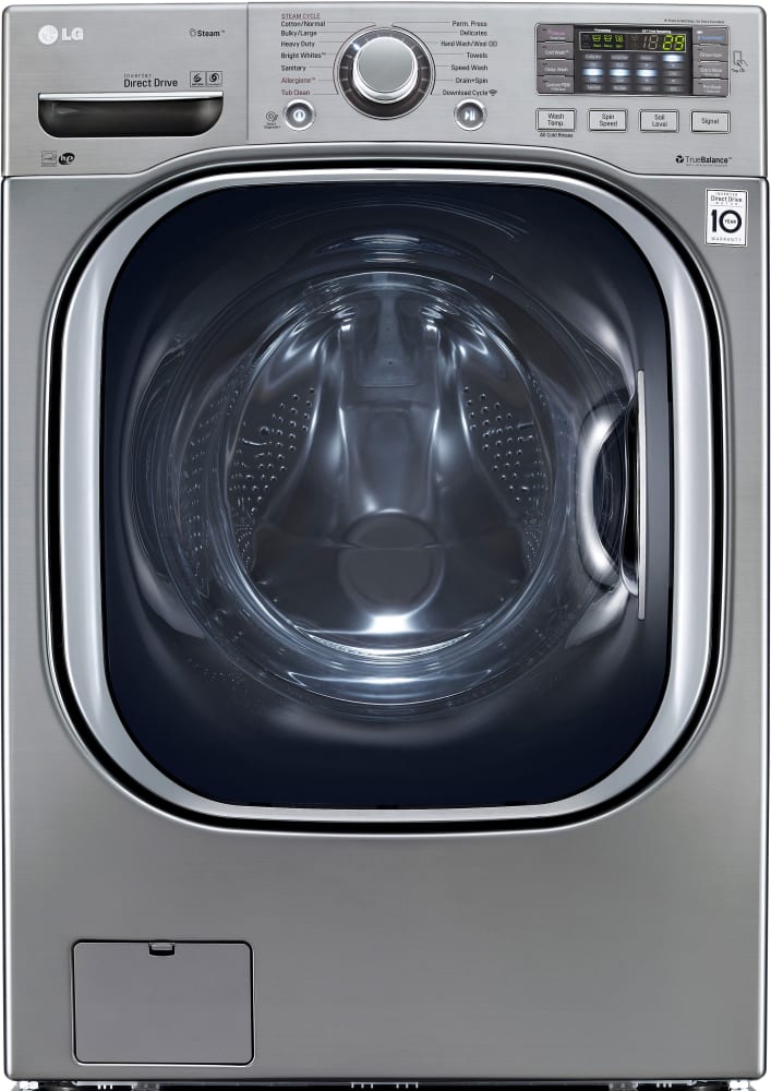 LG WM4270HVA 27 Inch 4.5 cu. ft. Front Load Washer with 14 Wash Cycles, 1,300 RPM, Steam, TurboWash, Allergiene Cycle, LG Twin Wash Compatibility, Sense Clean, LoDecibel Quiet Operation, NeveRust Stainless Steel Drum and ENERGY STAR: Graphite Steel