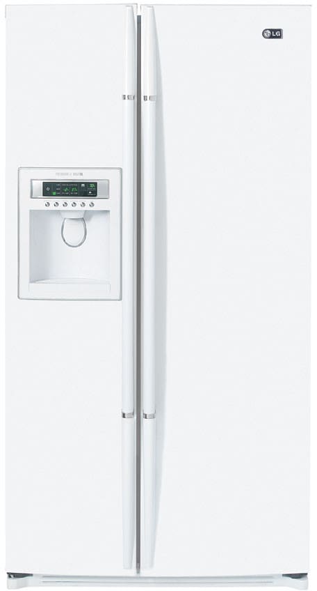 Réfrigérateur côte à côte LG LRSC26920SW de 36 pouces (25,5 pi³) avec compartiment à emporter et machine à glaçons CustomCube : Blanc lisse