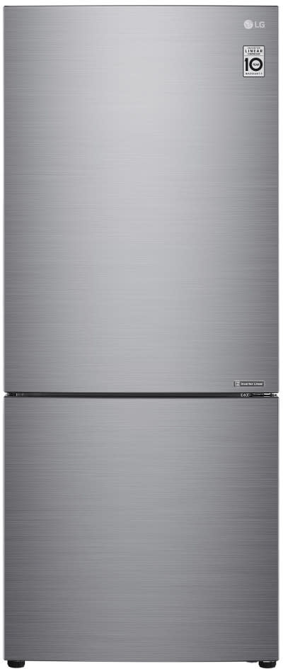 LG LBNC15231V 28 Inch Counter Depth Bottom Freezer Refrigerator with 14.7 Cu. Ft. Capacity, Integrated Pocket Handles, Ceiling LED Lighting, Inverter Linear Compressor, Humidity Controlled Crisper Bin, Door Alarm, ENERGY STAR® Certified