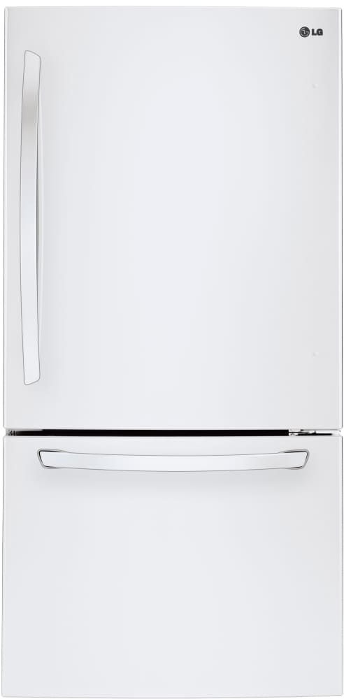 LG LDCS22220W 30 Inch Bottom Freezer Refrigerator with Linear Compressor, SmartDiagnosis™, Ice Maker, Door Alarm, Adjustable SpillProtector™ Shelves, Humidity-Controlled Crisper Drawers, 2-Tier Organization Freezer, ENERGY STAR® and 22 cu. ft. Capacity