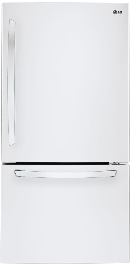 LG LDCS24223W 33 Inch Bottom Freezer Refrigerator with 24.1 Cu. Ft. Capacity, Ice Maker, SpillProtector™ Tempered Glass Shelves, Humidity-Controlled Crisper Drawers, Glide N' Serve™ Deli Drawer, SmartDiagnosis™, and ENERGY STAR®: White