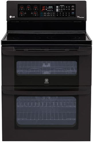 LG LDE3037SB 30 Inch Freestanding Electric Double-Oven Range with 5 Radiant Elements, 4.4 cu. ft. True Convection Lower Oven, 2.3 cu. ft. Upper Oven, Infrared Grill and Self-Cleaning: Black