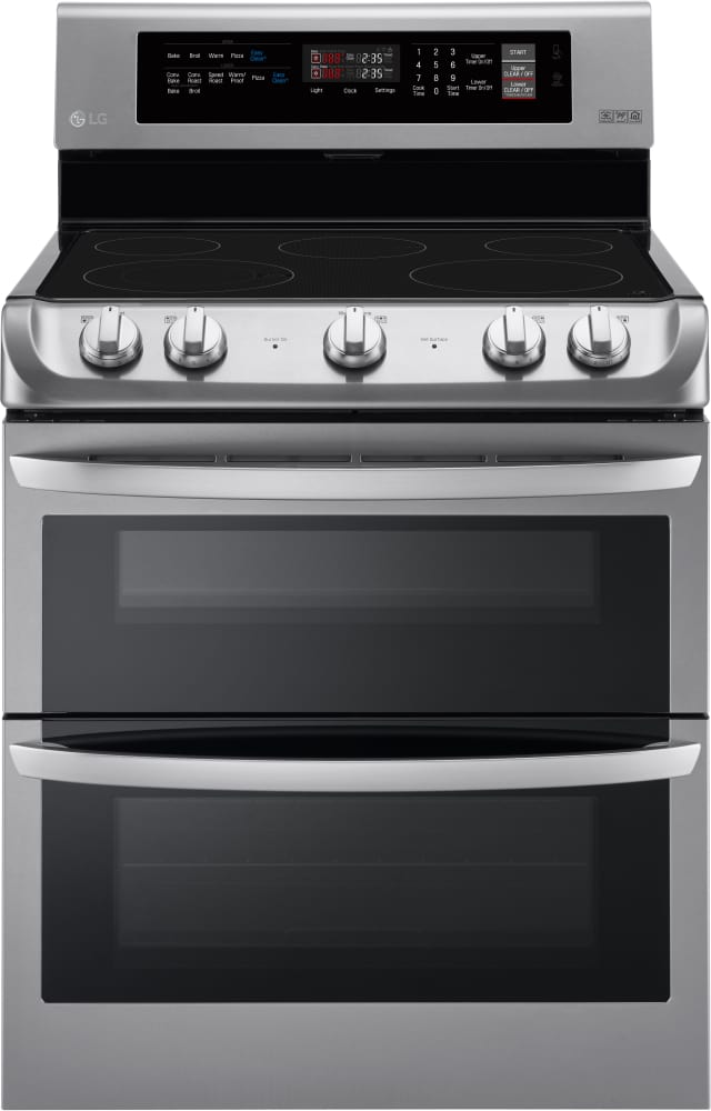 LG LDE4411ST 30 Inch Dual Oven Electric Range with 7.3 cu. ft. Capacity, 5 Radiant Heating Elements, 6 Inch/9 Inch 3200W UltraHeat Dual Element, ProBake Convection, 10 Min EasyClean Mode and Glass Touch Controls