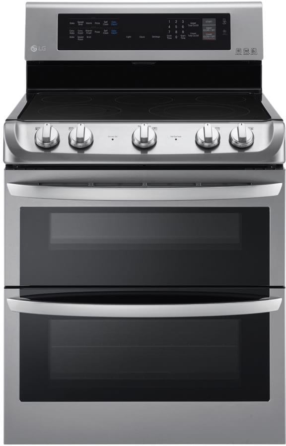 LG LDE4413ST 30 Inch Electric Range with 5 Radiant Heating Elements, Double Oven, 7.3 cu. ft. Total Oven Capacity, ProBake Convection, Delay Bake, EasyClean, Glass Touch Controls, and UltraHeat Power Element: Stainless Steel